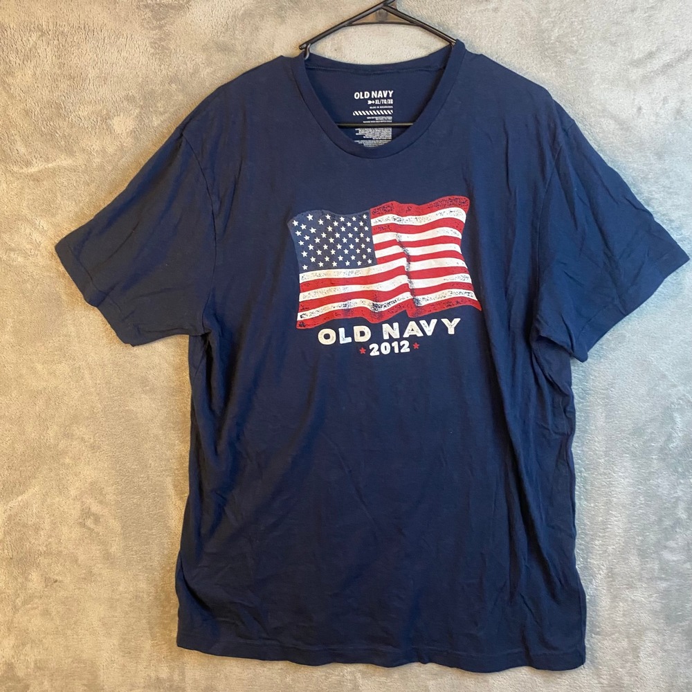Old Navy T-Shirt Mens XL 2012 American Flag Navy Blue Graphic Tee EUC - Picture 1 of 5